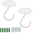 thumbnail image 1 of Ganchos de techo oso de fresa para plantas colgantes Acero inoxidable 2 piezas Soporte con tornillos Blanco, 1 of 6