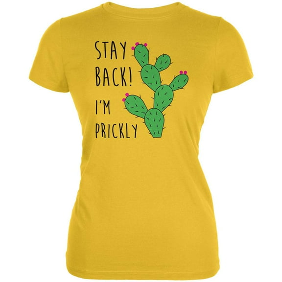 Stay Back I'm Prickly Pear Cactus Juniors Soft T Shirt Bright Yellow 2XL