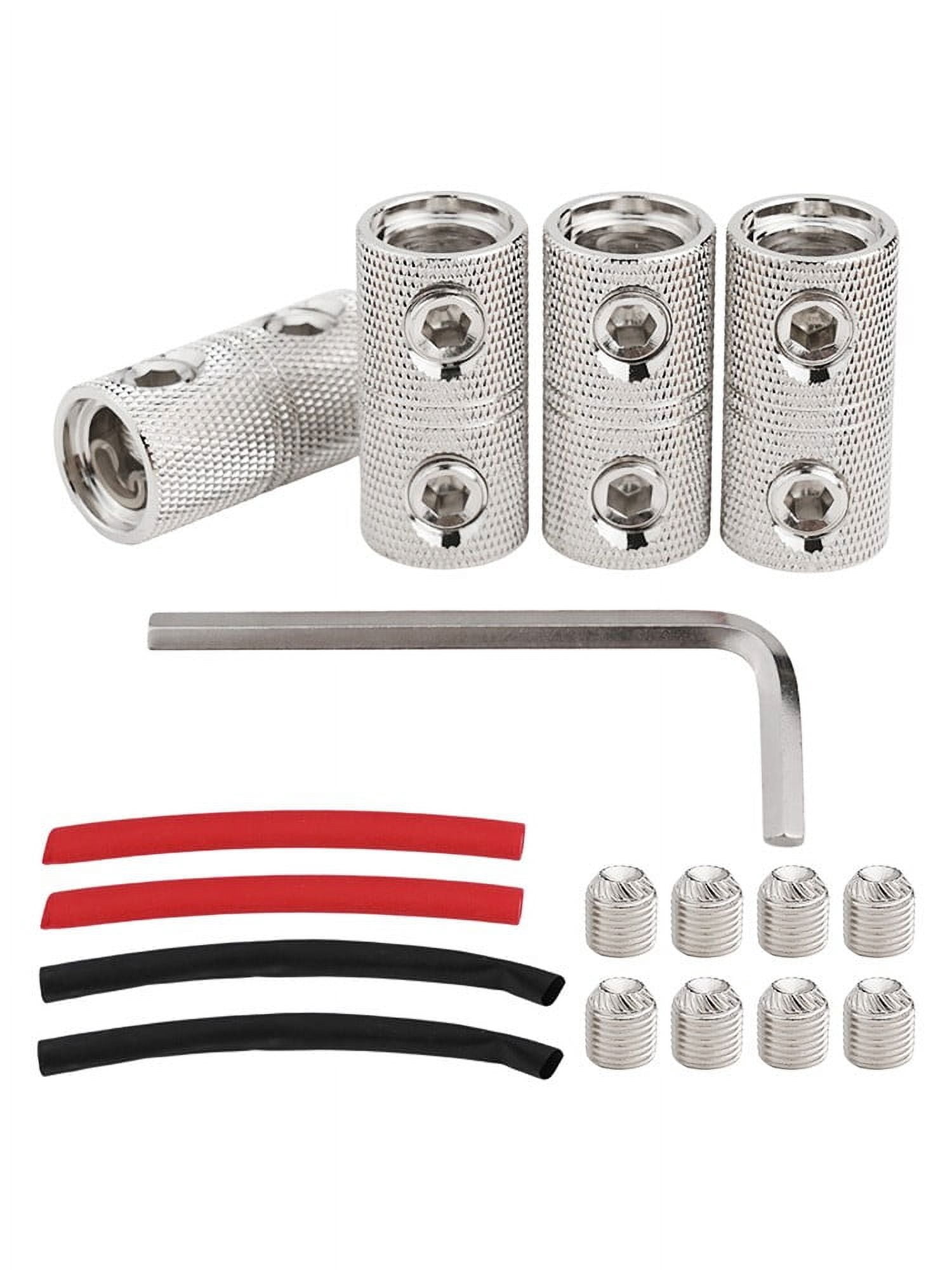 4Pcs 0 Gauge Wire Splice Connectors with Heat Shrink 0 Gauge Battery Cable Coupler Brass Car Stereo Power Wire Coupler Terminals