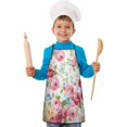 thumbnail image 2 of Pioneer Flower Floral Print Pattern Kids Aprons for Girls and Boys,Adjustable Neck Strap Toddler Aprons for Kids Cooking Baking, 2 of 7