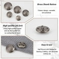 thumbnail image 4 of 50pcs 5 styles 4-Hole Brass Buttons for Sewing Crafting Half Round with Badge Gunmetal 14.5~24.5x9~14mm Hole: 1.8~2x2~3mm 10pcs/style Brass, 4 of 6