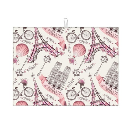 

Large Dish Drying Mats for Kitchen Counter - Bike Pattern Artistic 18x24In Anti-Slip Absorbent Microfiber Drying Mat for Kitchen Counter Mat Dish Rack Mat with Hanging Loop