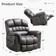 thumbnail image 3 of Bonzy Home 2 Pack Large Power Lift Chair Recliner for Elderly, Heavy Duty Electric Lift Recliner with Massage, for tall men, Gray, 3 of 7