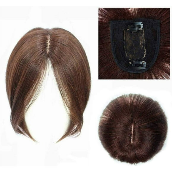 SURJDE 100% Human Hair Topper Piecesr Crown Topper Clip in Top Hairpieces for Women with Thinning Hair (11''),Light Brown