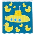 thumbnail image 3 of Ambesonne Rubber Duck Shower Curtain, Yellow Submarine, 69"Wx84"L, Navy Blue, 3 of 3