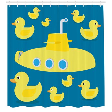 Rubber Duck Shower Curtain Duckies Swimming In The Sea With A