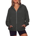 thumbnail image 2 of Resicozy Zip Up Hoodie Women Oversized Y2K Hoodies Casual Long Sleeve Sweatshirts Fall Spring Track Jackets with Pockets 2026 Black S, 2 of 5