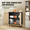thumbnail image 4 of KFFKFF Wicker Cabinet, Wicker Storage Unit with 2 Magnetized Doors and Flexible Shelves, Console Buffet Cabinet for Corridor, Foyer, Lounge, or Kitchen, Ebony, 4 of 9