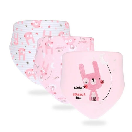3pcs/set High Quality Baby Bibs Double Layers Cotton Infant Saliva Towel Toddler Boys Girls Cute Baby Bibs Bandanna Burp Cloth Rabbit