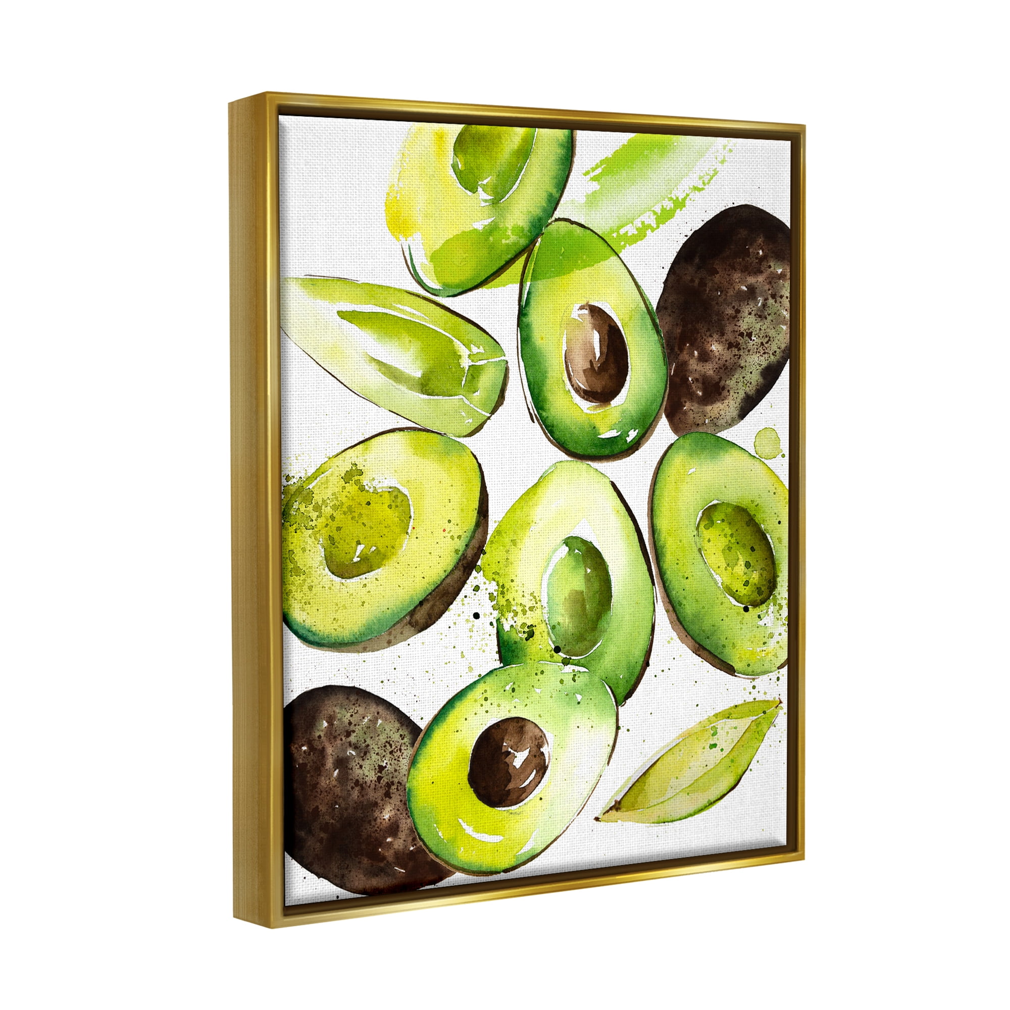 Stupell Industries Modern Avocado Halves Food & Beverage Painting Gold Floater Framed Art Print Wall Art, 17 x 21