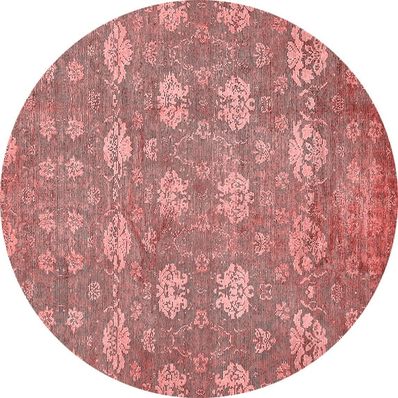 Ahgly Company Indoor Round Abstract Red Modern Area Rugs, 5' Round