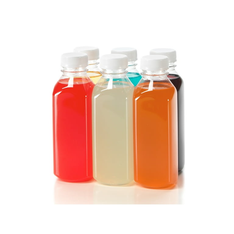 16 oz. Plastic Bottle with Black Tamper Evident Caps, 6-pack