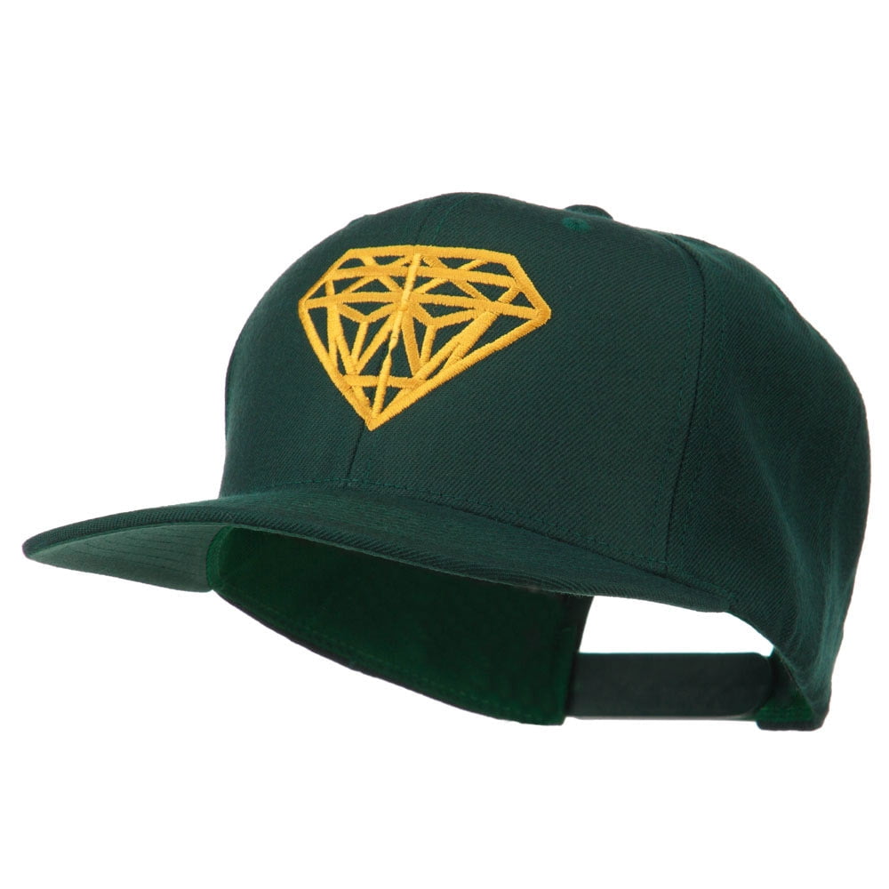 Diamond Outline Embroidered Snapback Flat Bill Cap Spruce OSFM