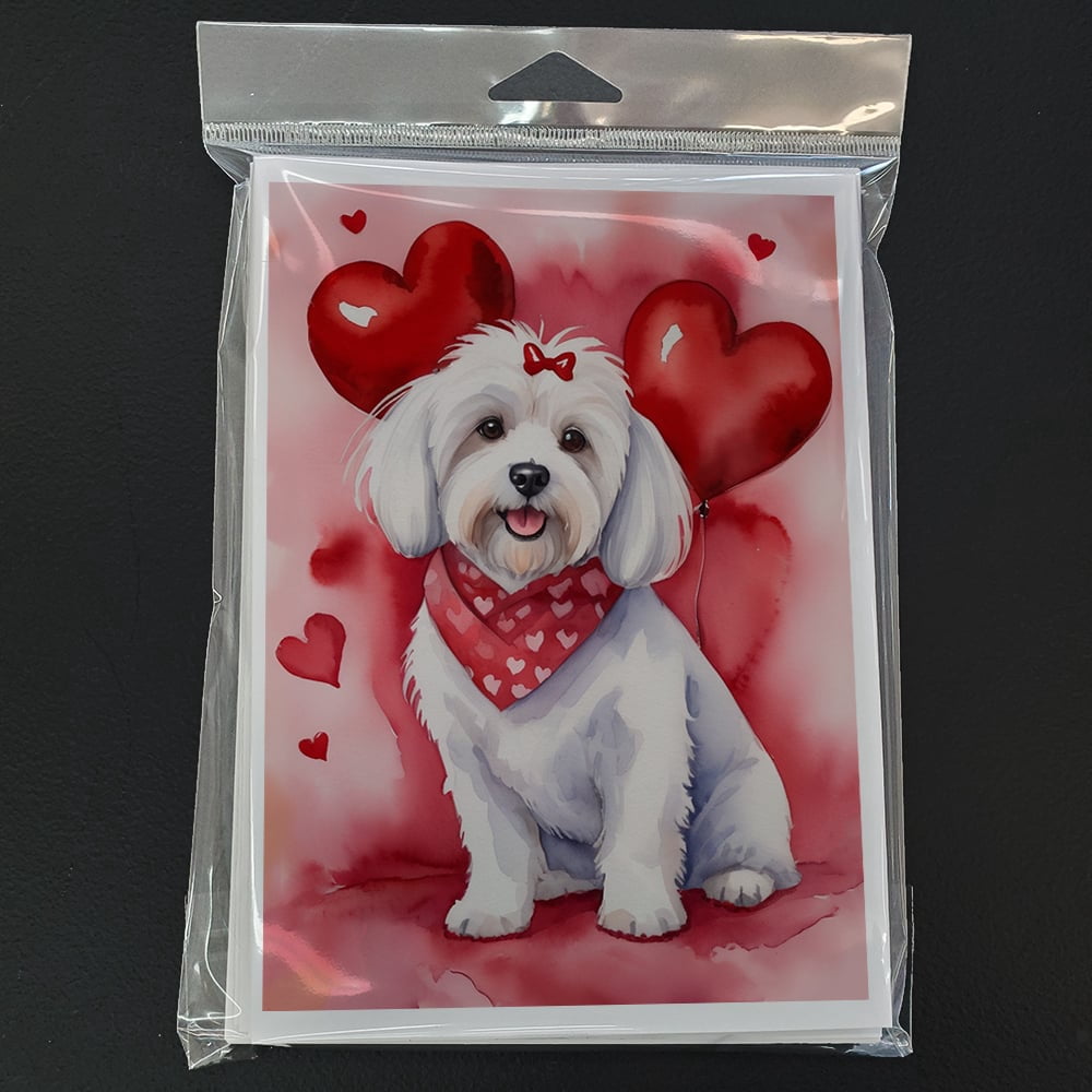 Coton de Tulear My Valentine Greeting Cards Pack of 8 7 in x 5 in