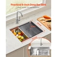 thumbnail image 3 of 23" Kitchen Sink Undermount Single Bowl Drop-In Basin Stainless Steel Bar, 3 of 7