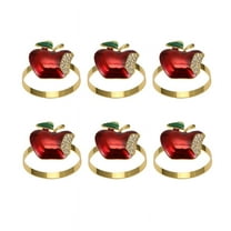 6 x Napkin Rings-Red & gold