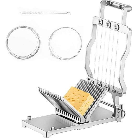 VEVOR Cheese Cutter with Wire 1 cm & 2 cm Cheeser Butter Cutting Blade Replaceable Cheese Slicer Wire, Aluminum Alloy Commercial Cheese Slicer with 304 Stainless Steel Wire Kitchen Cooking Baking Tool