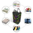 thumbnail image 5 of Vsdgher Neon Mardi Gras Print Square Laundry Bag Large Collapsible Dirty Clothes Bags With Handles Waterproof Essentials Storage For College Dorm, Family, 5 of 6