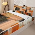 thumbnail image 3 of Homewish Vintage Oil Painting Zipper Twin Comforter Sets with Fitted Sheet and 2 Pillowcases,Retro Geometric Art Zipper Bedding Set,Orange,Reversible,4pcs, 3 of 8