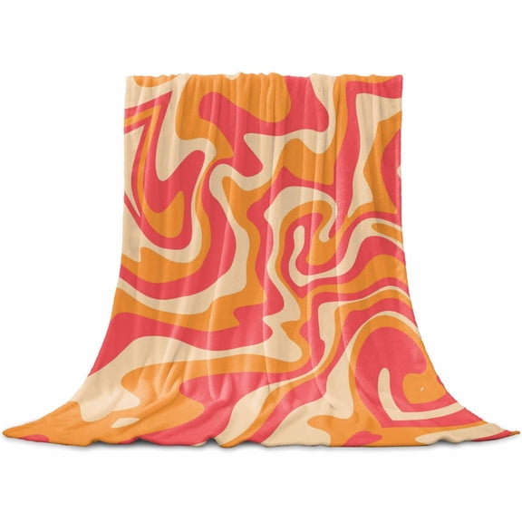 Flannel Throw Blanket for Couch Sofa Bed,Abstract Wavy Swirl Soft Cozy Warm Fuzzy Blanket 30x40in