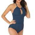 thumbnail image 4 of Swimsuit for Women 2024 Pimelu One-Piece Swimsuit for Women Womens Push up Bathing Suit Sexy Slim fit Cut out Halter Monokini Swimwear Ladies Girls Beach Pool Party Modest Swimsuit, 4 of 7