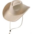 thumbnail image 1 of 2025 Latest Model Women Men Retro Felt Wide Brim Western Cowboy Cowgirl Hat Dress Up Hat w, 1 of 5