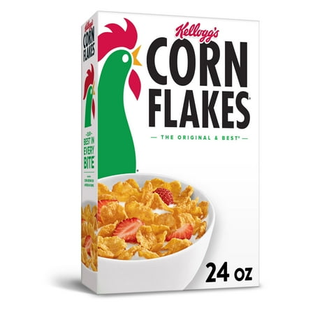 Kellogg's Corn Flakes Original Cold Breakfast Cereal, 8 Vitamins and Minerals, 24 oz