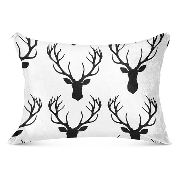Deer Antlers Silhouette Plush Pillow Cases Standard Size Ultra Soft Warm Pillowcases with Zipper 20"x26"