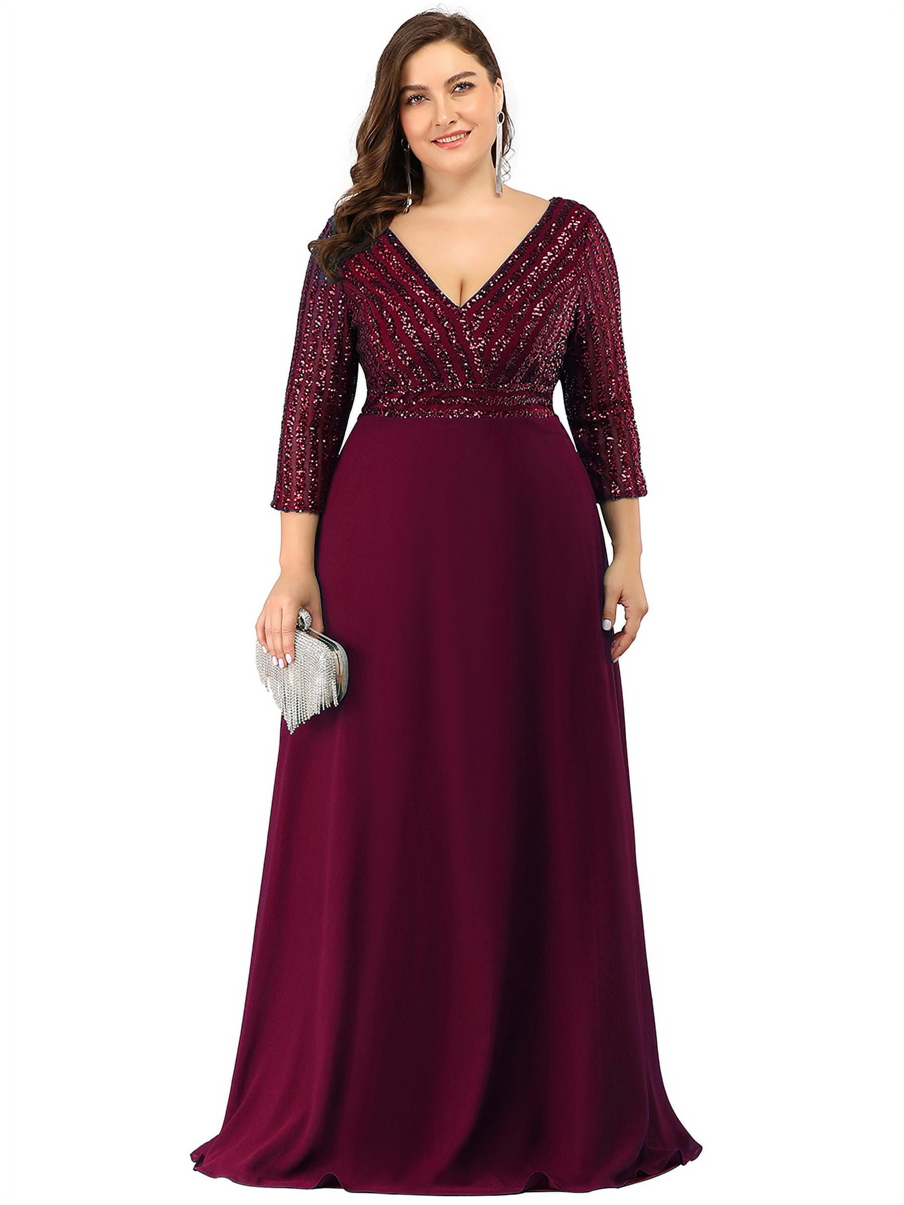 Ever-Pretty A-Line Wedding Dress Long Chiffon Burgundy Bridesmaid Gown Side Slit Ever-Pretty A-Line Wedding Dress Long Chiffon Burgundy Bridesmaid Gown Side Slit