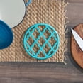 thumbnail image 1 of Home Basics Lattice Collection Round Cast Iron Trivet, Turquoise, 1 of 5