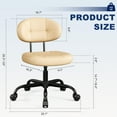thumbnail image 3 of Misolant Vanity Chair with Back, Small Armless Cute Office Chair with Wheels and Lumbar Support, Comfy PU Leather Desk Computer Chairs with Adjustable Height, 360° Swivel for Home Bedroom, Khaki, 3 of 16