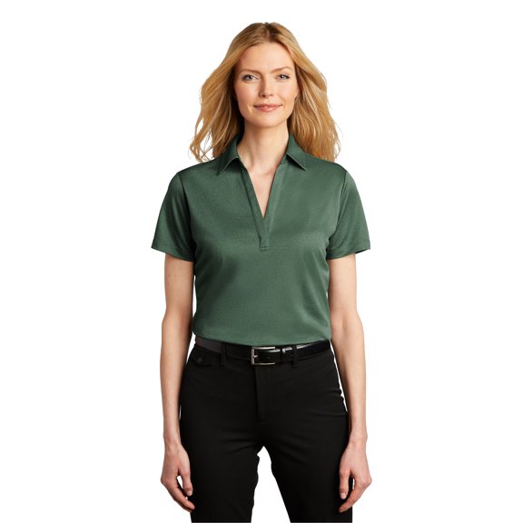 Port Authority Ladies Heathered Silk Touch Performance Polo. LK542 - XS Green Glen Heather