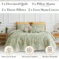 thumbnail image 2 of Southshore Fine Living, Inc. Oversized King Quilt Bedding Set 7-Pieces with Quilt, Pillow Shams, Euro Shams, 2 Throw Pillows, Boho Bedding Set for King / California King Beds, Jacobean Sage Green, 2 of 9