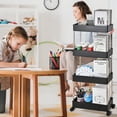 thumbnail image 3 of 4-Tier Slim Storage Cart,Bathroom Storage Organizer,Slim Rolling Cart,Slide Out Storage Cart with Wheel,Mobile Shelving Unit for Bathroom Kitchen Bedroom Laundry Narrow Places (Black), 3 of 5