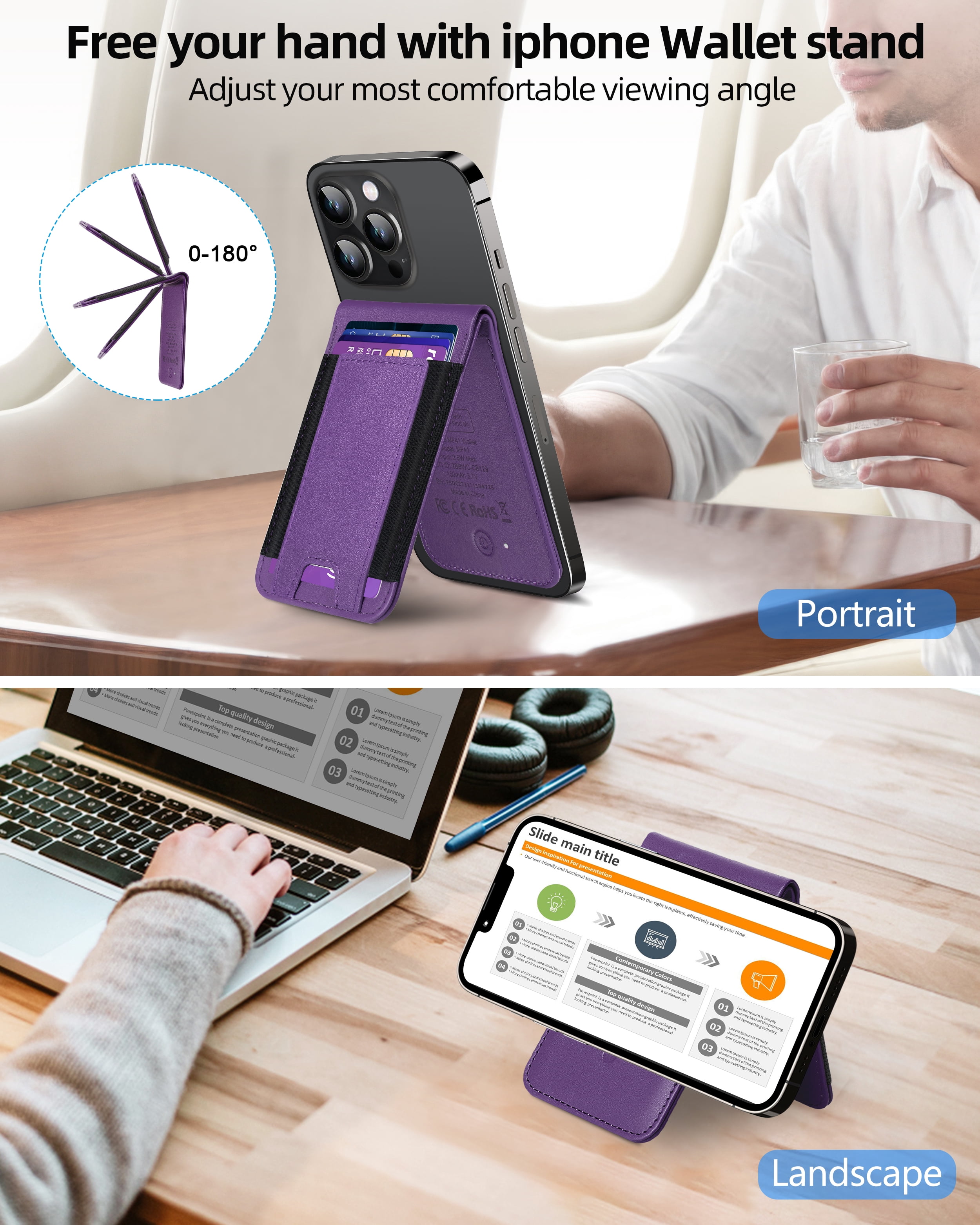 ExtreLife Magnetic Wallet with Find My, Magnetic Card Holder with Adjustable Phone Stand Compatible for iPhone 17/16/15/14/13/12 Series, RFID, Leather, Fits 8 Card
