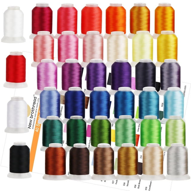 Hilos para Bordar New brothread 40 Colores 100% Poliéster