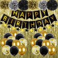 thumbnail image 1 of Decoraciones de cumpleaños para hombres, decoraciones de fiesta en negro y dorado, decoraciones de feliz cumpleaños para niños con pancarta, suministros para fiestas de cumpleaños JAMW Sencillez, 1 of 5