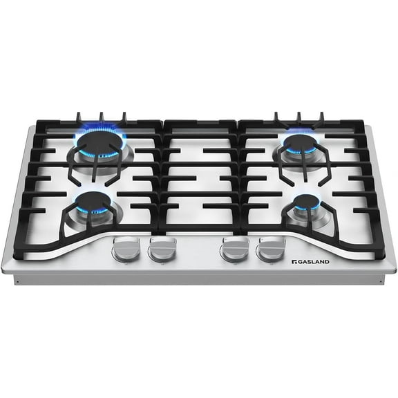 GASLAND GH1304SF 4 Italy Sabaf Burners Gas Stovetop, 30 inch Gas Cooktop, NG/LPG, Stainless Steel