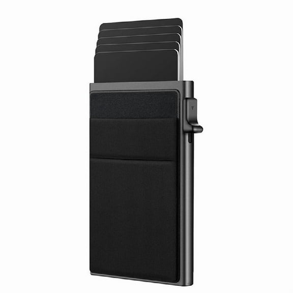 Aluminum Blocking Card Holder with Side Slide Not Theft Mechanism & Multifunctional Storage for Business Travel