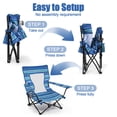 thumbnail image 4 of Walchoice Folding Beach Chair Set of 2, Low Seat Camping Chair with High Back, Wide Seat Chair with Cup Holder & Carry Bag, Heavy Duty Portable Chair for Outdoor Picnic Travel - Blue/White/Green, 4 of 10