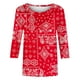 thumbnail image 4 of Fiudx Tops para Mujer Blusa Suelta Estampada con Cuello Redondo y Manga 3/4 para Mujer, 4 of 5