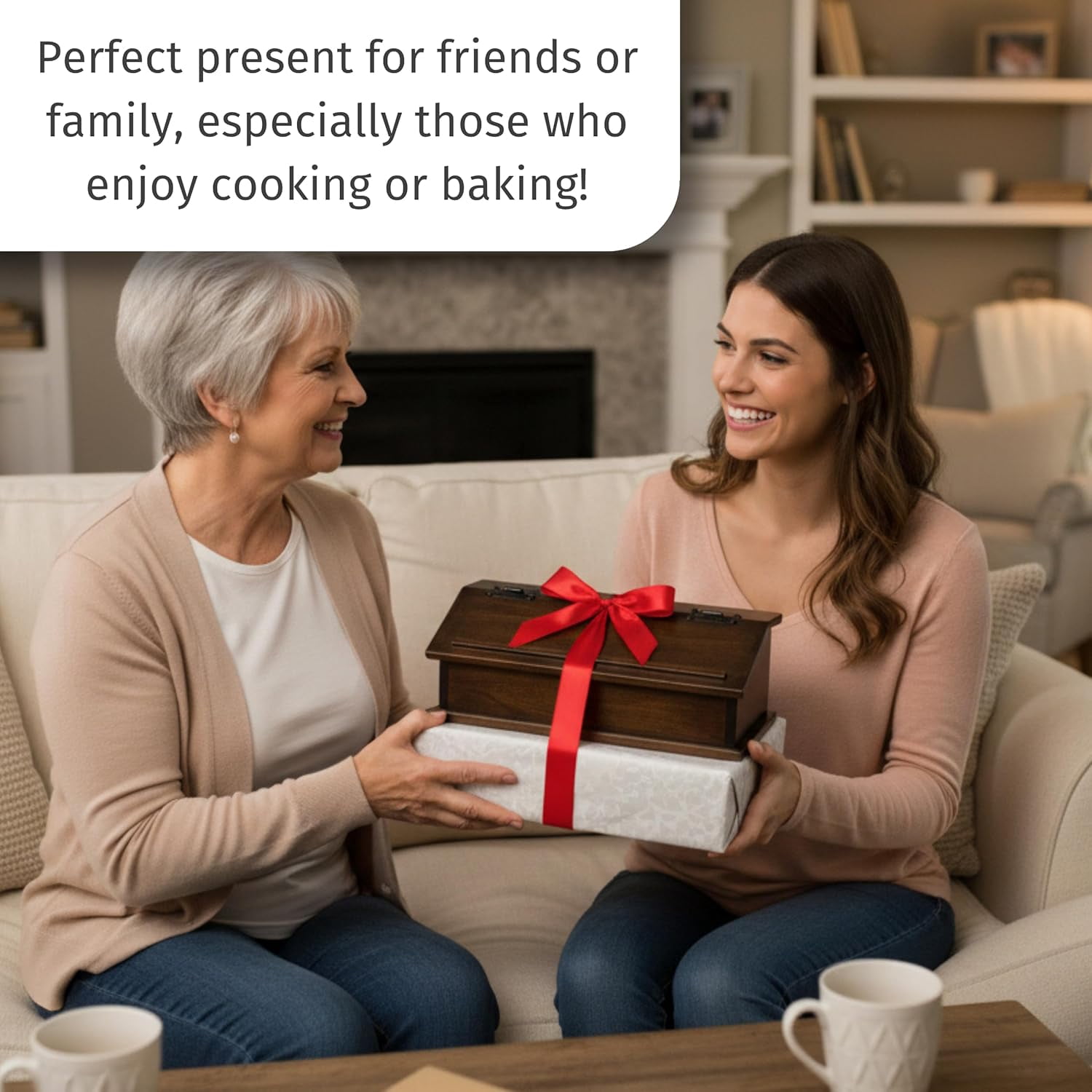 DutchCrafters Solid Brown Maple Wood Double Recipe Card Holder for Baking, Cooking - Kitchen Decor & Organization Box, Holds 4x6 or 3x5 Cards - Amish Made in USA