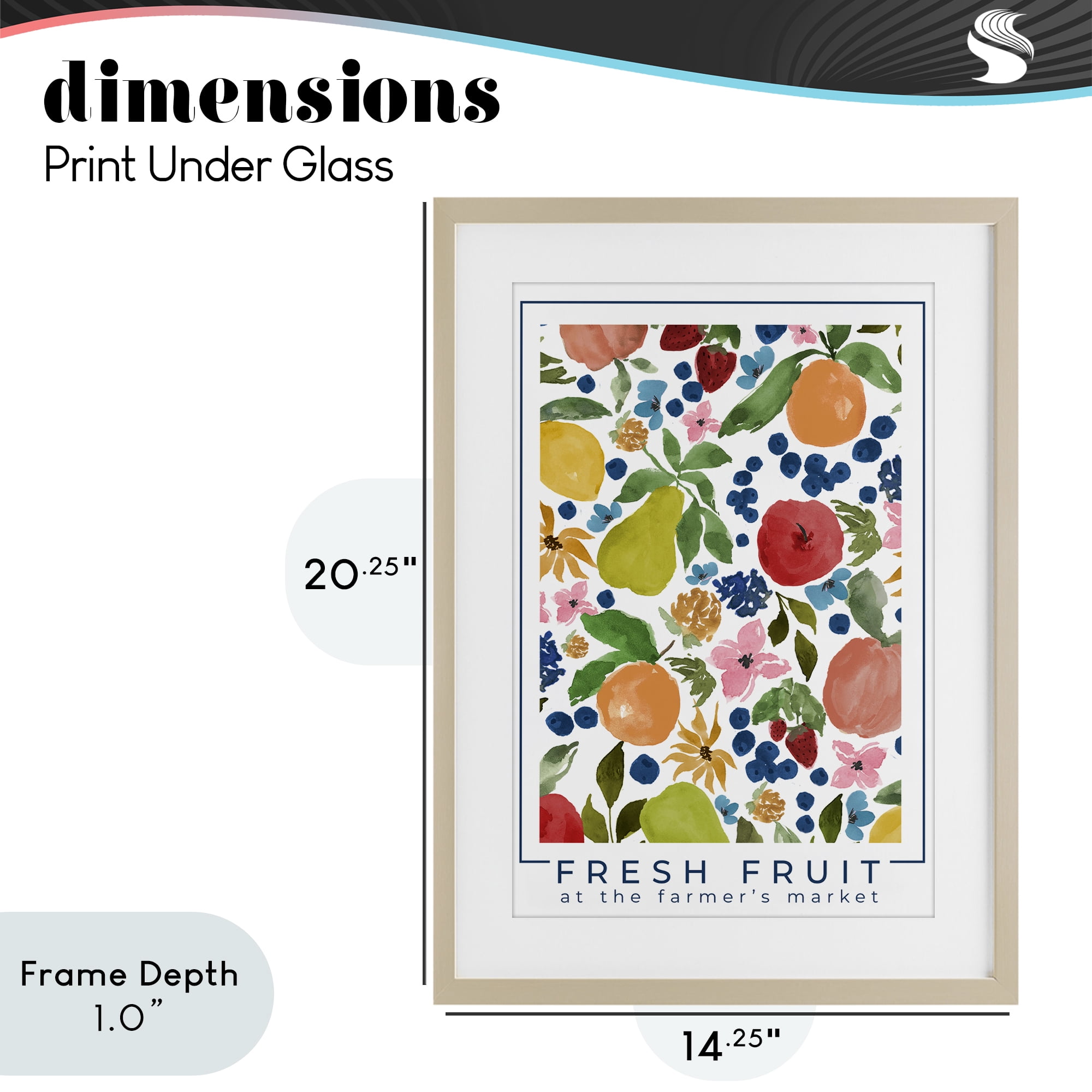 Stupell Industries Fresh Fruit Market Pattern Birch Framed Print Under Glass, design by Lucille Price