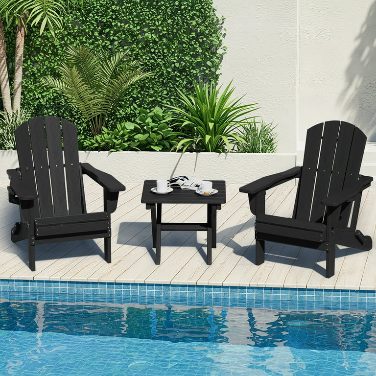 Serwall Outdoor Folding Side Table, Black Adirondack photo 5