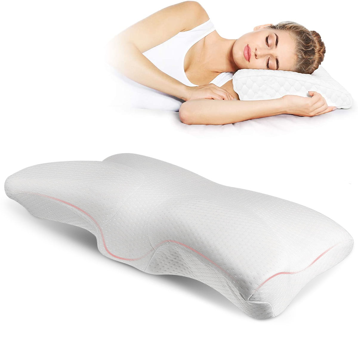 2Pack Orthopedic Cervical Pillows for Neck Shoulder Pain Back Support Sleeping 