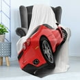 thumbnail image 4 of Manly Soft Flannel Fleece Blanket, Red Super Sports Car Lifestyle Automobile Transport Modern Urban City Life Theme, Cozy Plush for Indoor and Outdoor Use, 50" x 70", Red White Black, by Ambesonne, 4 of 5