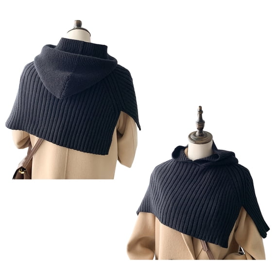 Handcrochet Scarf Cap Windproof Warm Hooded Shawl Pullover Hat Women Cape Hat