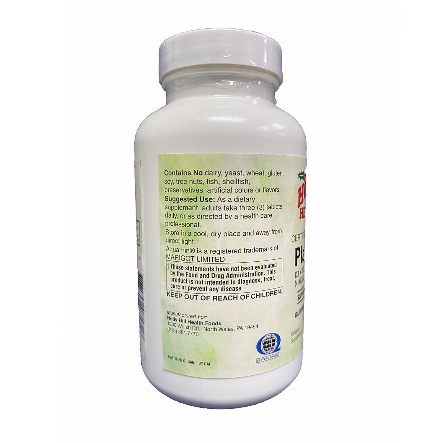Holly Hill Health Foods Certified Organic Whole Food Plant Calcium, 90 Tablets