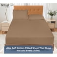 thumbnail image 5 of Royale Linens 100% Organic Cotton Fitted Sheet - Percale Weave - Super Soft Deep Pocket Bottom Sheets - Elastic Sheet Full Size - Full Fitted Sheets Only - (54"x75"+15", Chocolate), 5 of 9