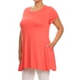 thumbnail image 2 of Women's Plus Size Solid Casual Loose Fit Pocket Tunic Top Mini Dress, 2 of 5